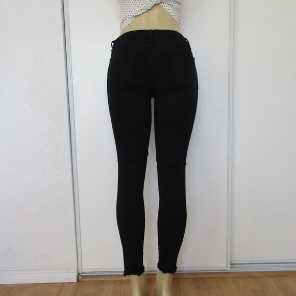 FRAME Denim Black Jeans Size 27 Skinny Distressed - Picture 5 of 13